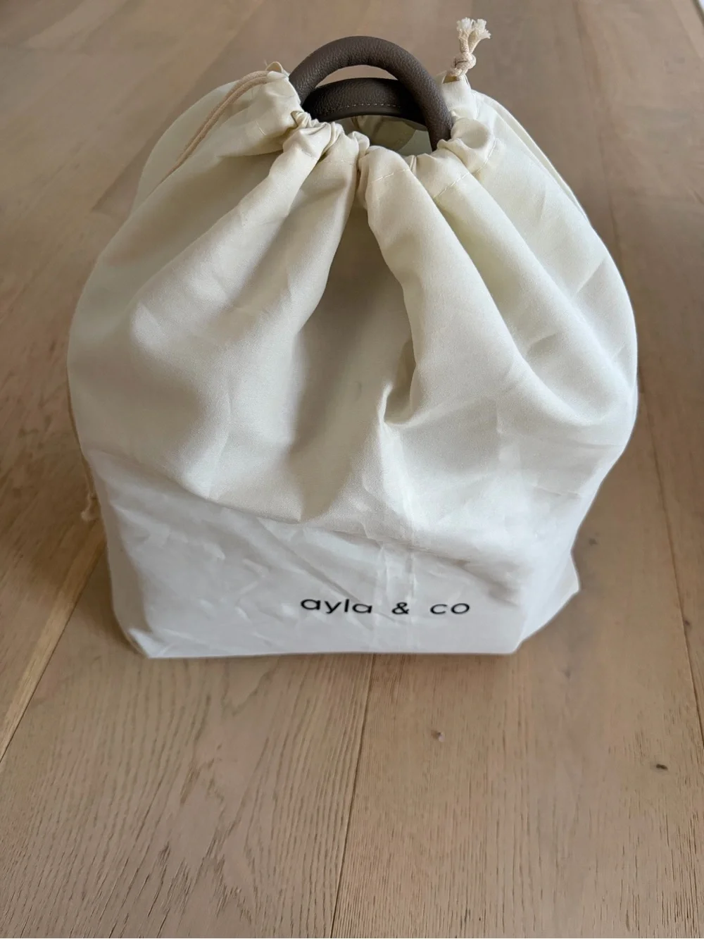 Ayla & Co ‘The Ayla’ taupe vegan leather diaper bag with accessories